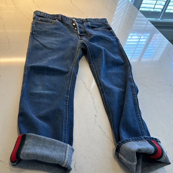 100% authentic Gucci Jeans 👖with Gucci red and green trim on cuffs - Picture 2 of 14